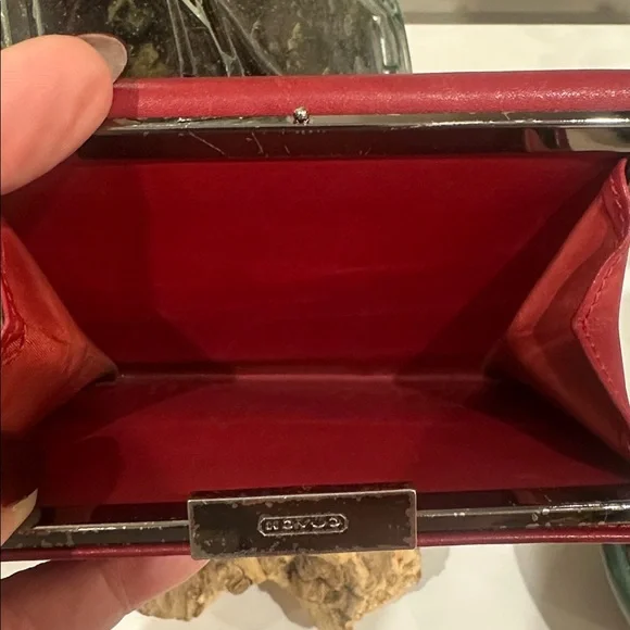 Coach Vintage Cherry Red Leather Kiss Lock Wallet - Picture 8 of 8